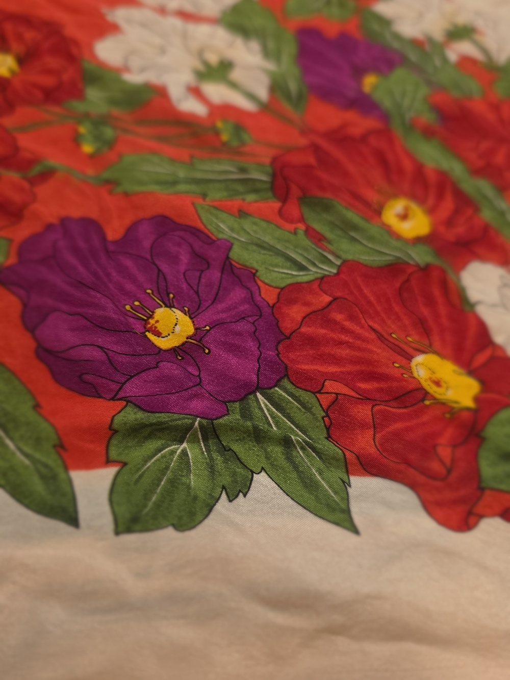 Vintage Oscar de la Renta 100% Silk Floral Scarf 30 x 30 - Picture 8 of 9